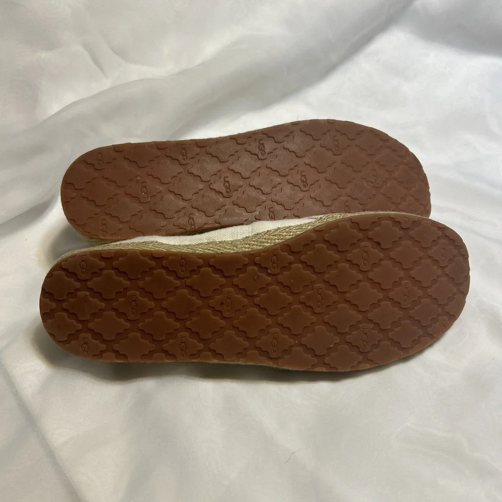 UGG Australia Chivon Linen Espadrille Flats Cream Nautical‎ Rope Bow 1004111